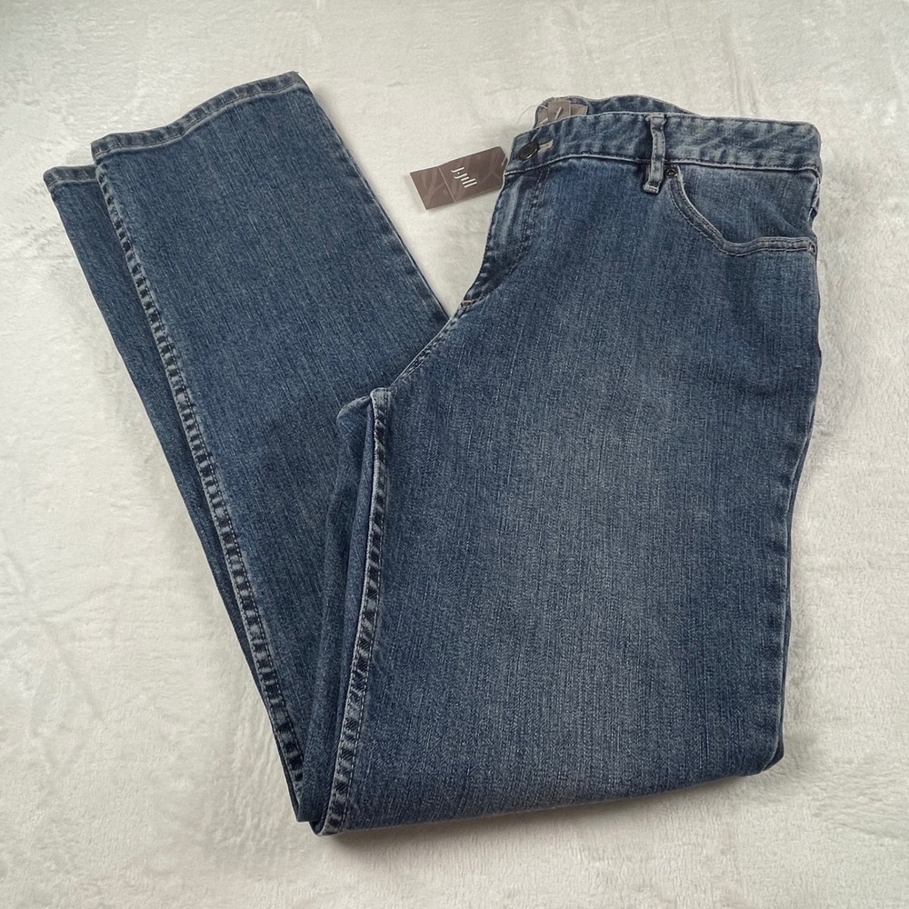 J.Jill Authentic Fit Slim Leg Jeans Womens 12 Weekend Wash‎ Blue Stretch New